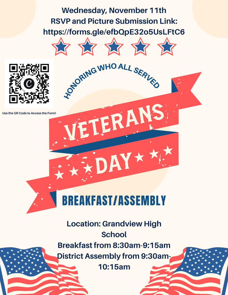 Flyer regarding Veterans Day Breakfast and assembly
