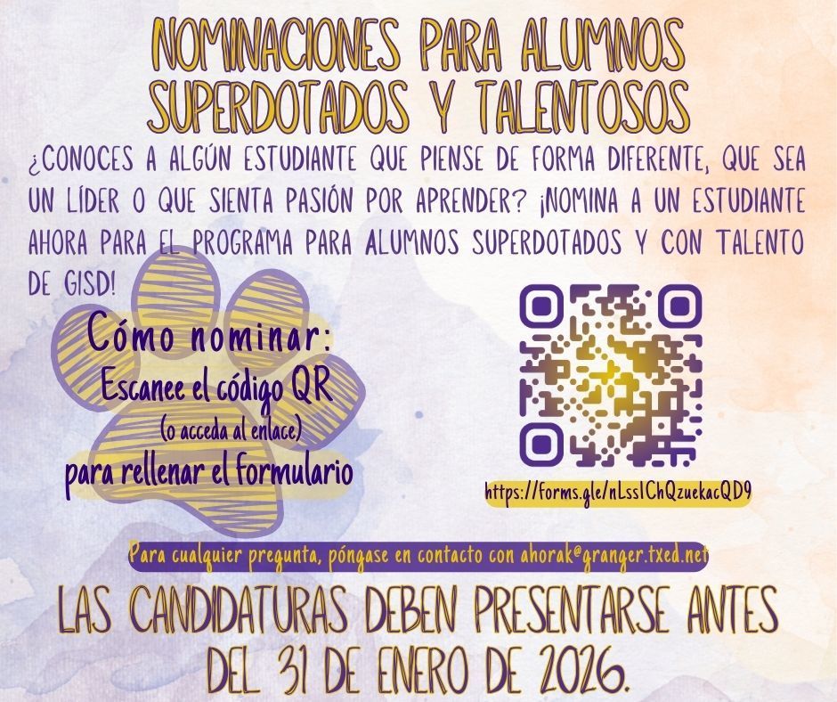 Spanish form for Gifted & Talented nominations. 
