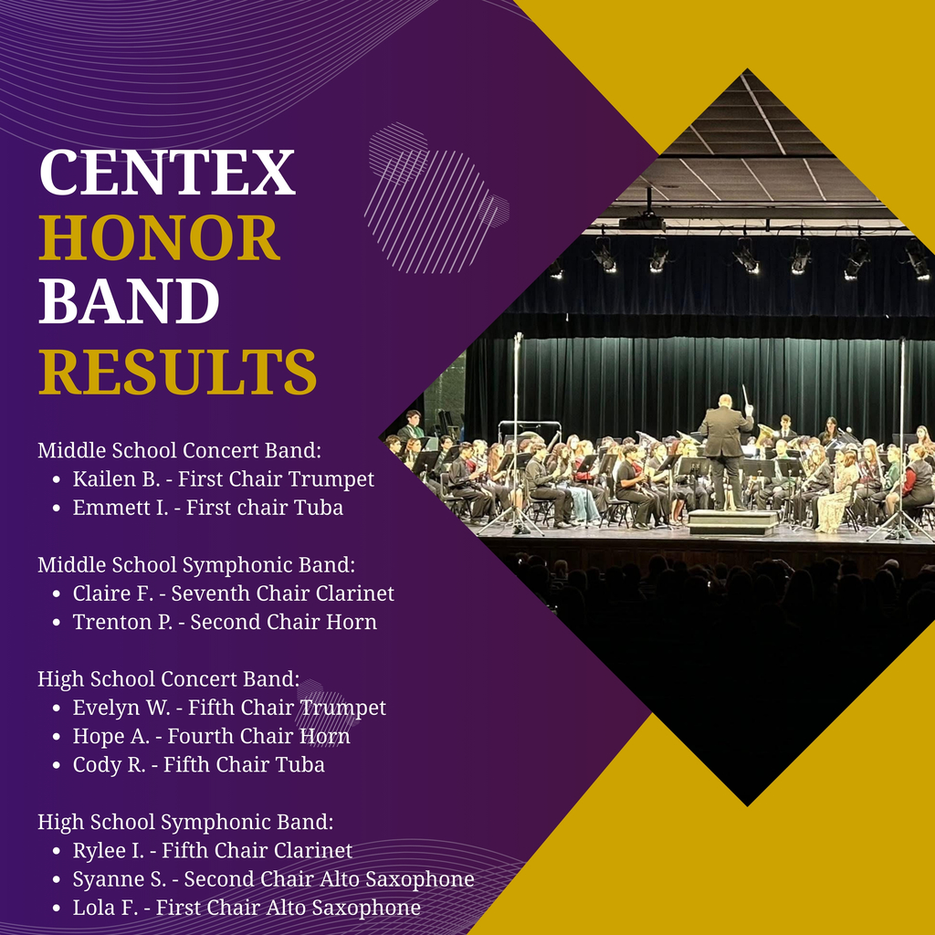 Results of Centex Honor Band auditions.
