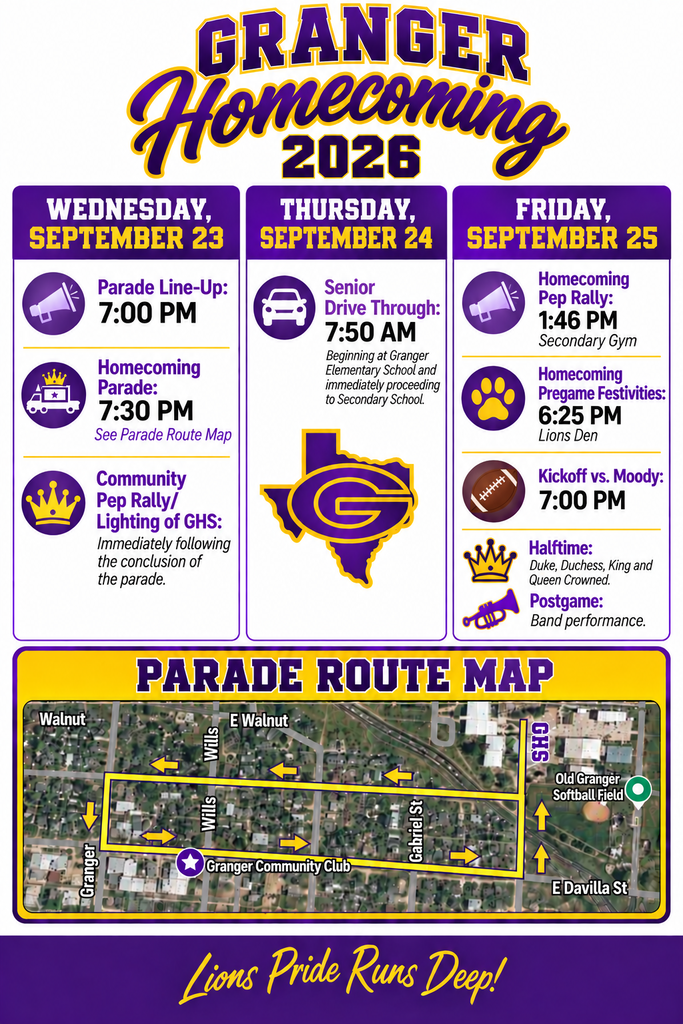 Granger 2026 Homecoming Week Events