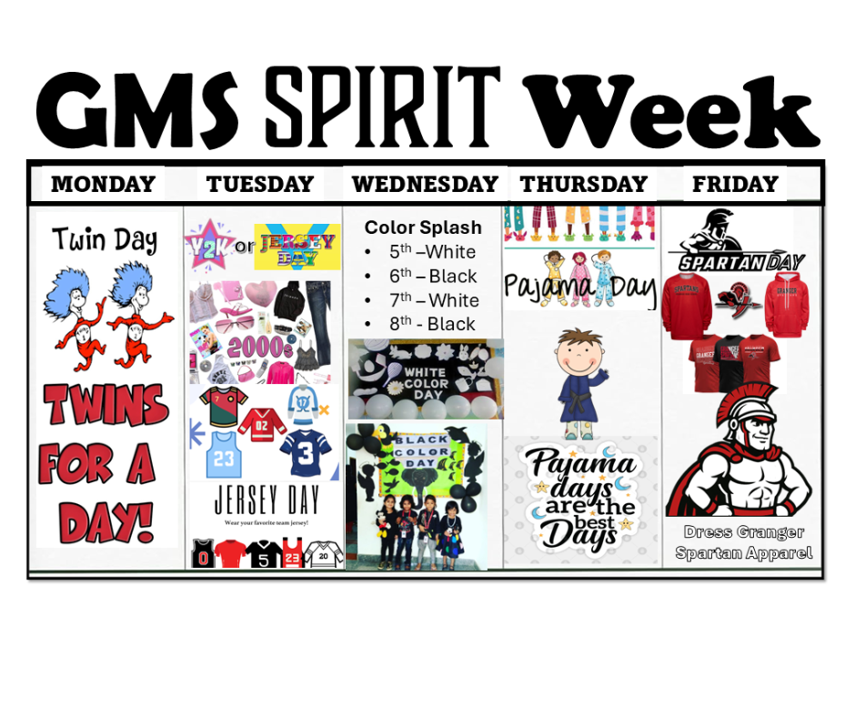 GMS Spirit Week dress up days
