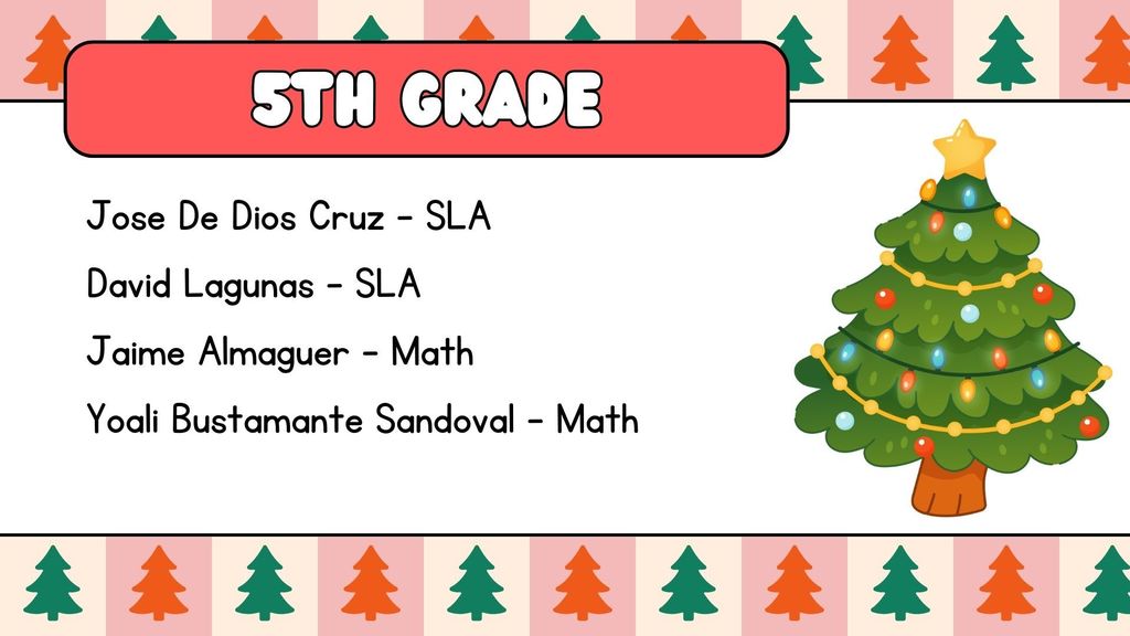 5th Grade Students of Excellence for December