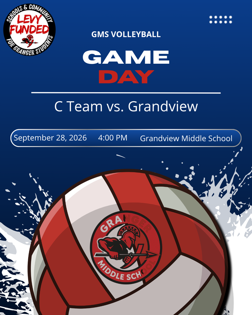 GMS Volleybal C Team plays Grandview at Grandview Middle School. Game starts at 4:00.