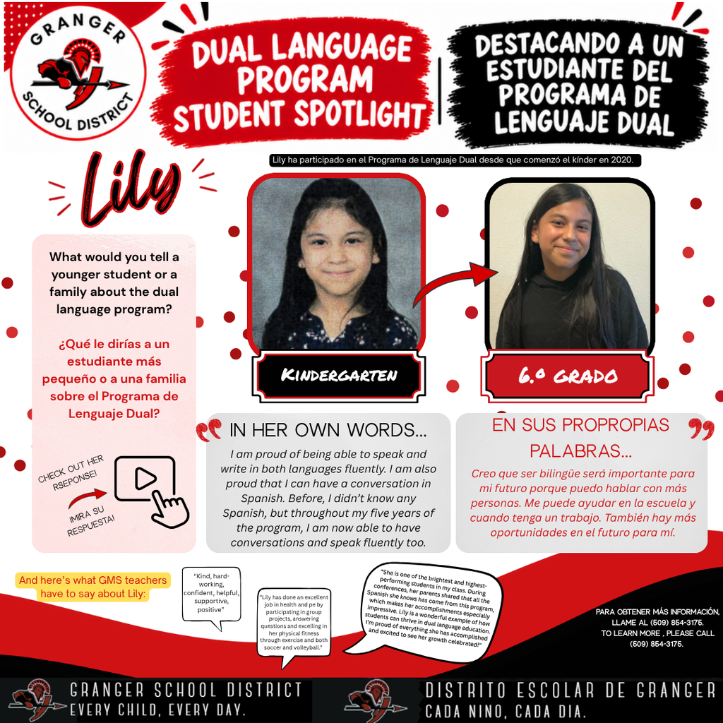 Flyer for Student Spotlight in Dual Language Program