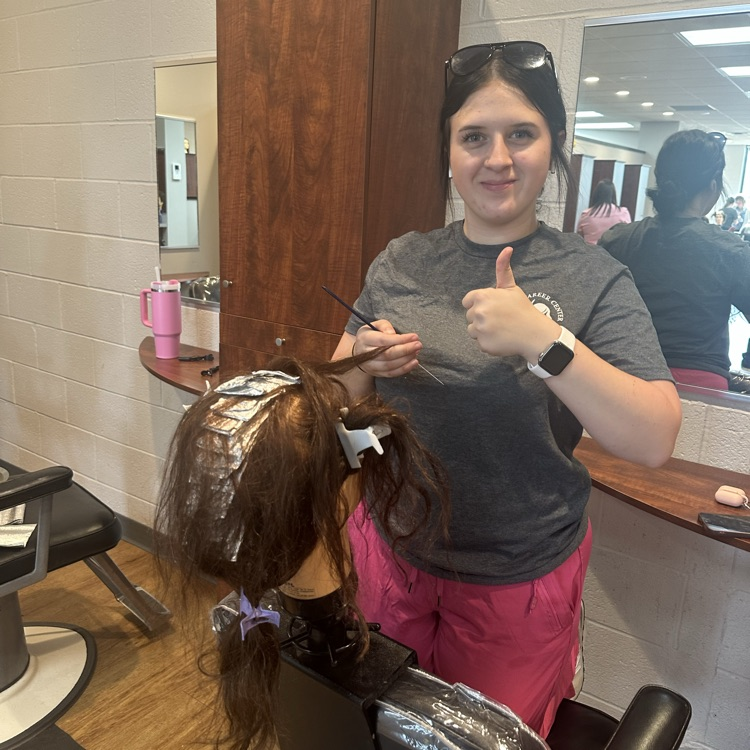 Cosmetology Seniors practicing partial highlighting