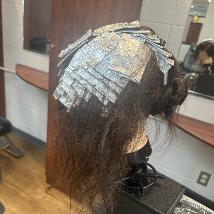 Cosmetology Seniors practicing partial highlighting
