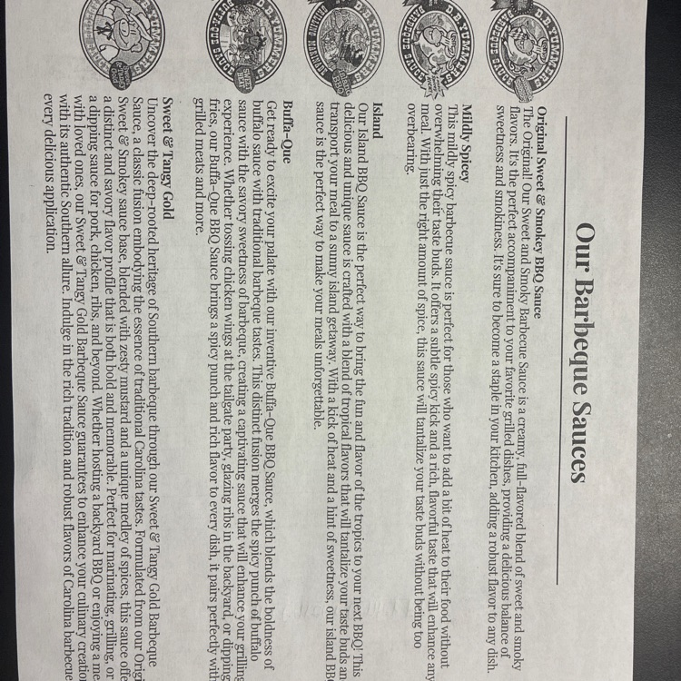 BBQ sauce flavor description 