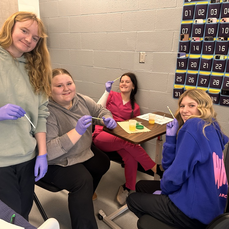 Juniors learning about testing urine