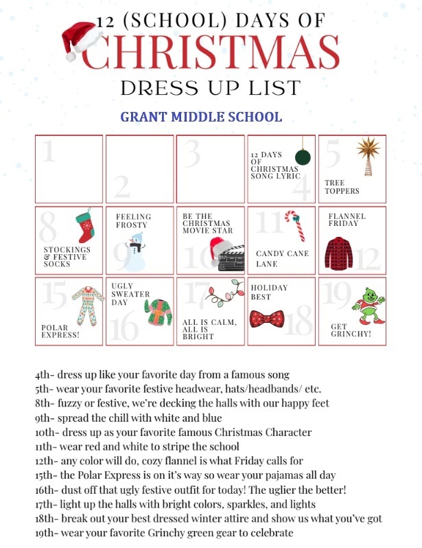 Grant Middle School Dress Up days