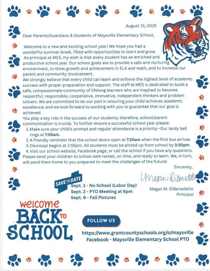 Welcome Back Letter