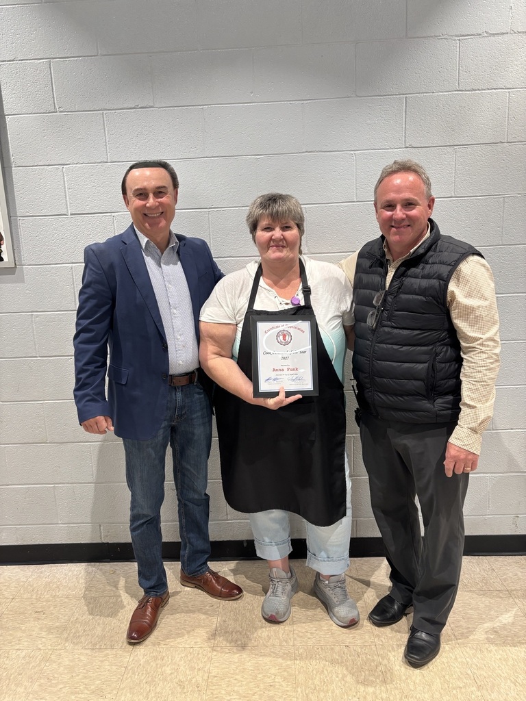 Congratulations to Anna Funk from PES for being recognized as the Cook of the Year 2027 for Grant County Schools. 
