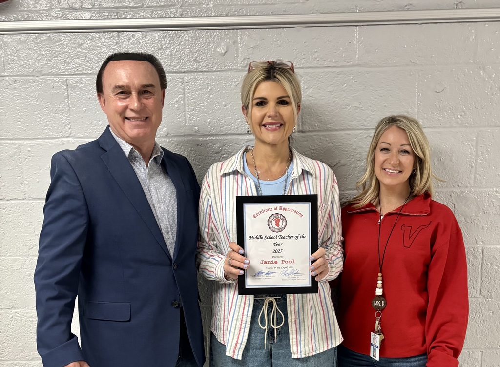 Congratulations to Janie Pool from MES for being recognized as the Middle School Teacher of the Year 2027 for Grant County Schools.