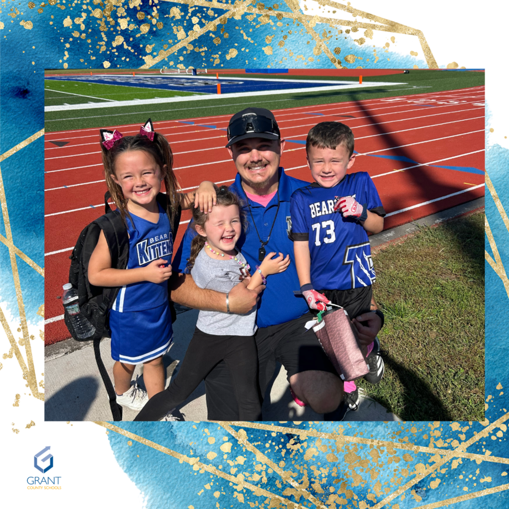 Dad with three children