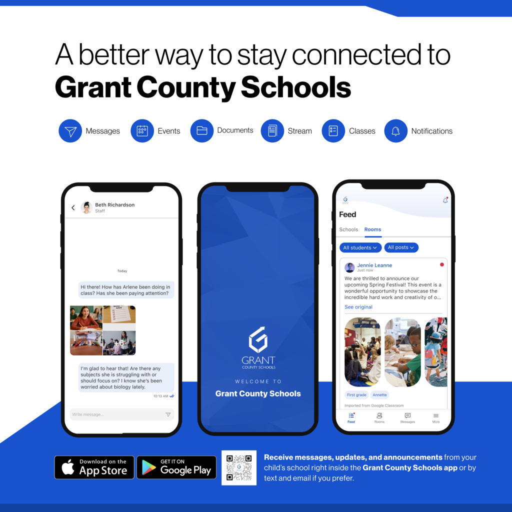 GCS app, blue and white