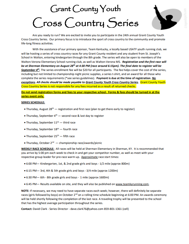 Youth Cross Country Information