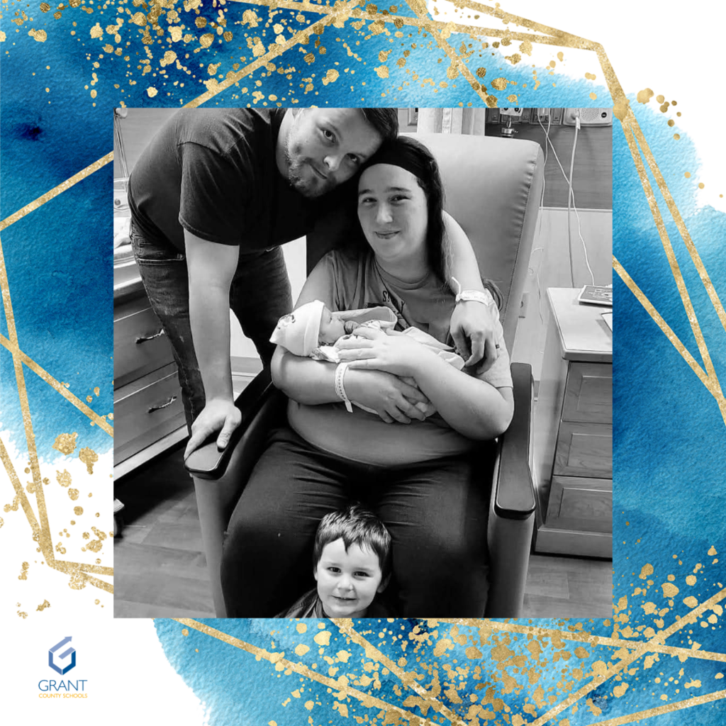 Man, Woman, Baby, Little Boy, blue background