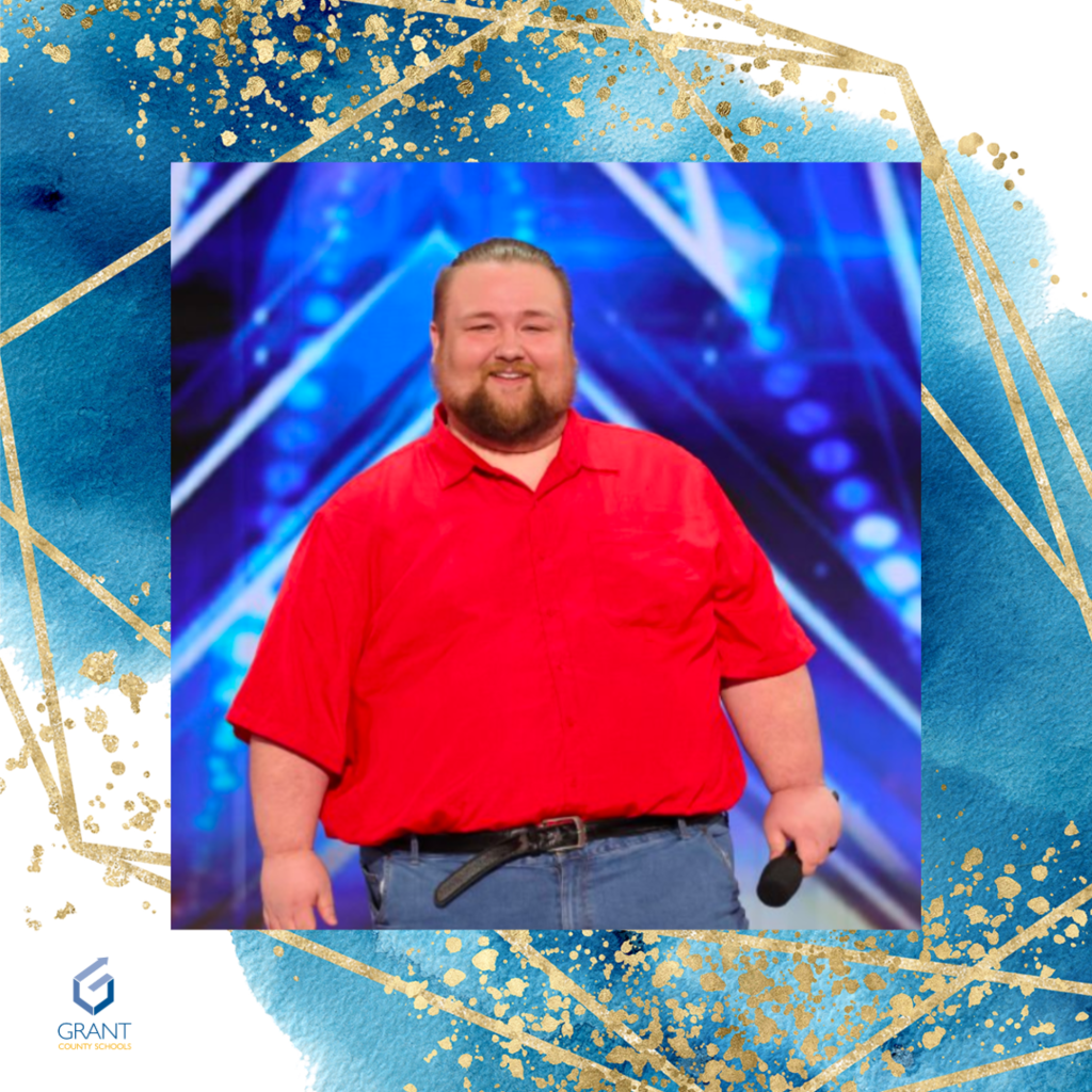 Man, Red shirt, blue background