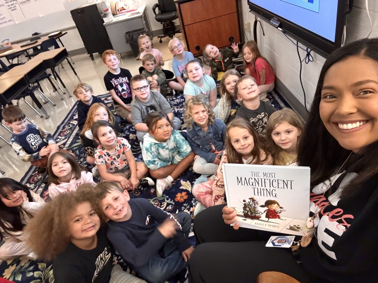 Mrs Adkins ready for a read aloud
