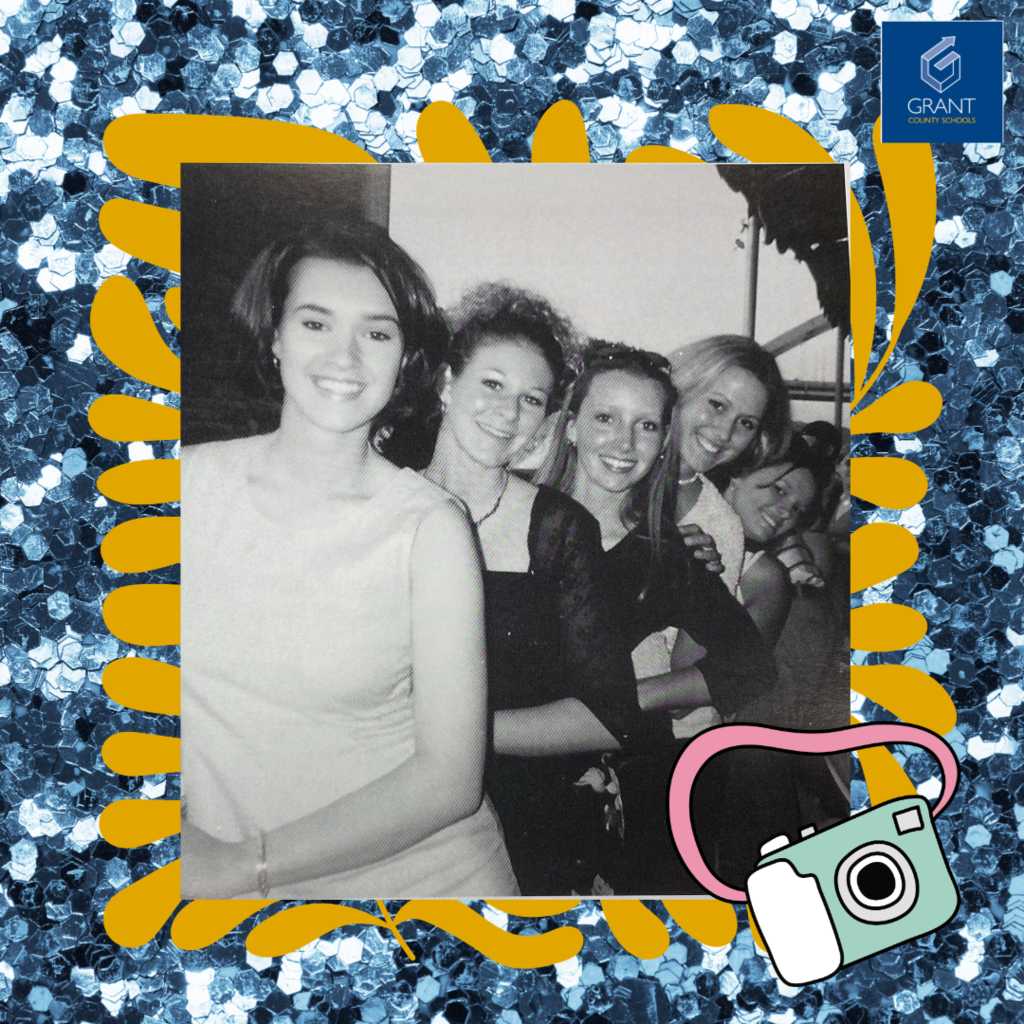 Five girls with blue background