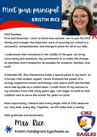 Welcome our principal, Mrs. Rice!