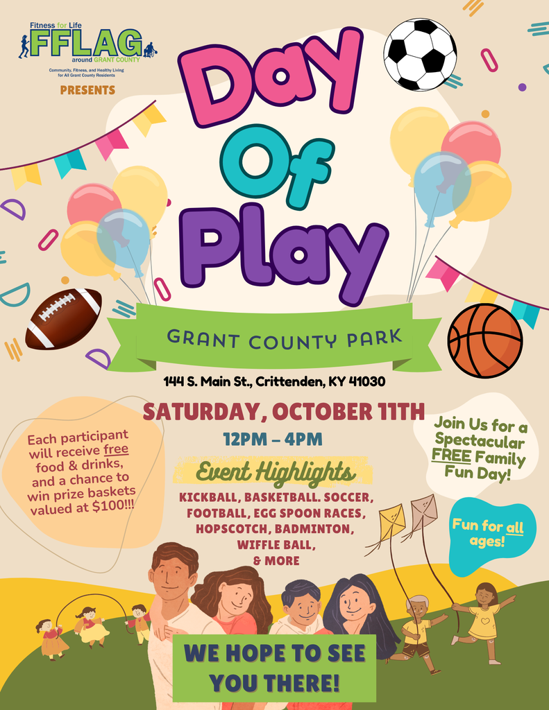 Balloons, sports balls, family playing