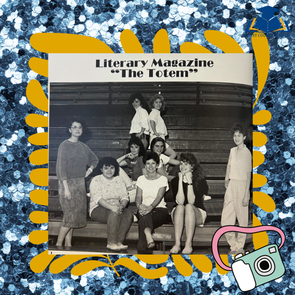 blue and gold and white Vintage photo with girls