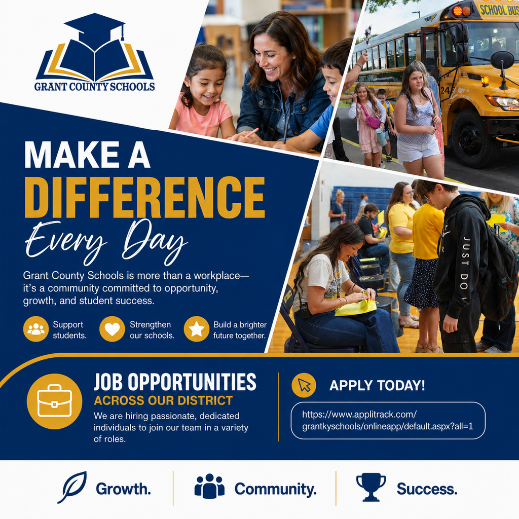 images of a school bus, students, teachers