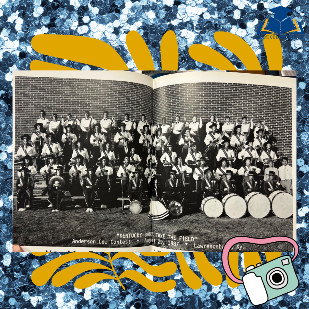 blue and gold and white vintage photo