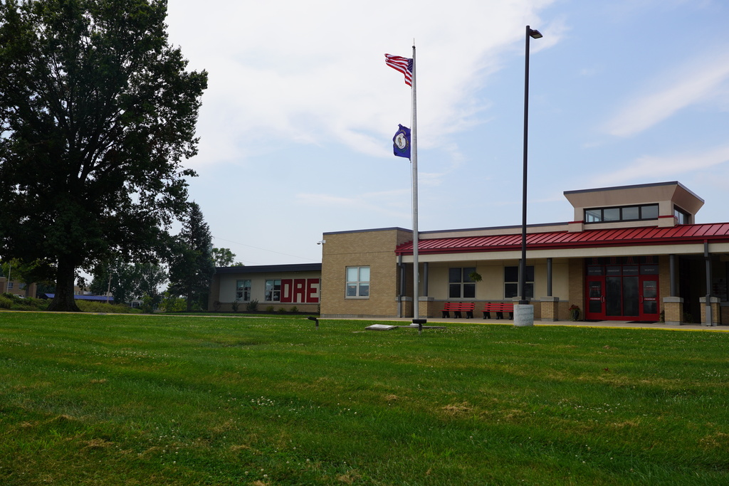 Elementary school with flag