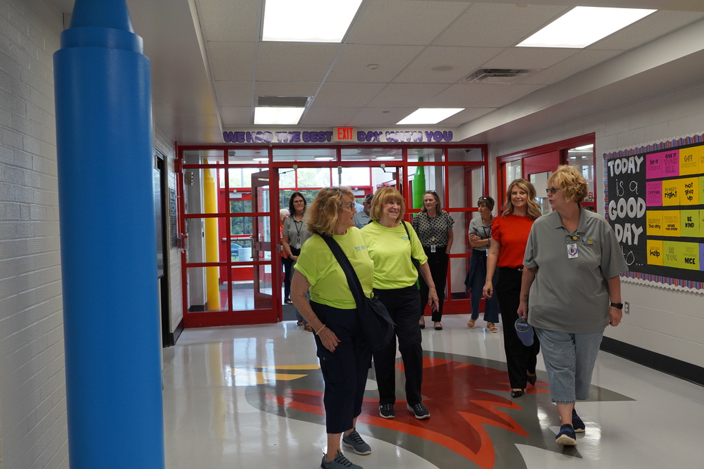 lobby of the school with people