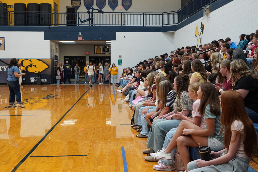 Woman speaking to students