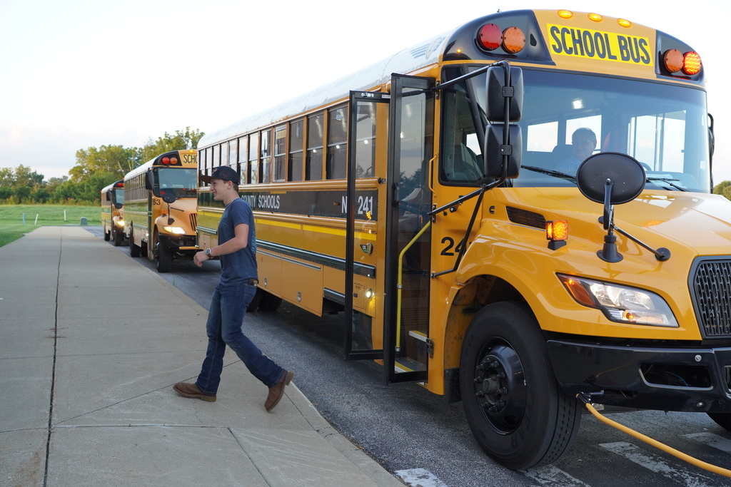 boy arriving to school