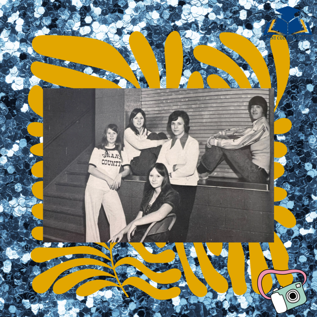 Vintage photo man, four women