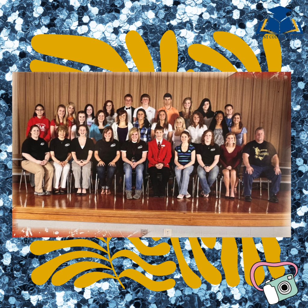 Blue Background with professional group photo of students
