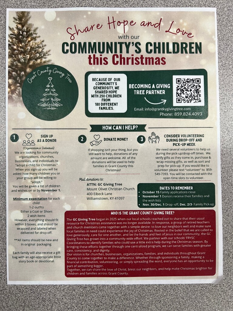 Community Flyer with red and green christmas colors