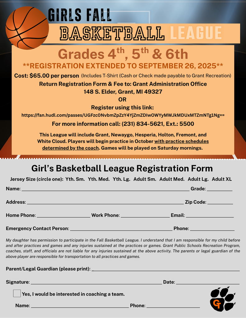 4th, 5th, & 6th Grade Girls Fall Basketball League - Sign Up Today! 