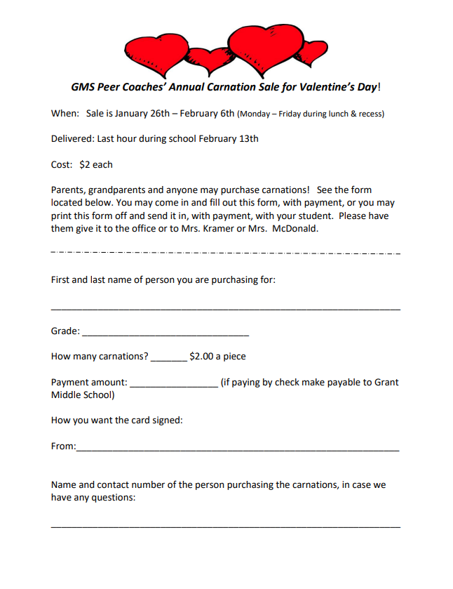 Carnation Sales Order Form