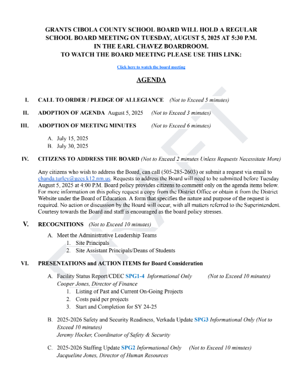 Agenda Aug 5, 2025 1