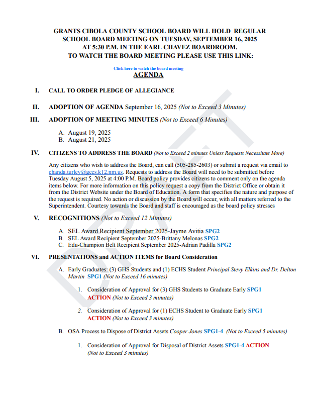 Agenda September 16, 2025
