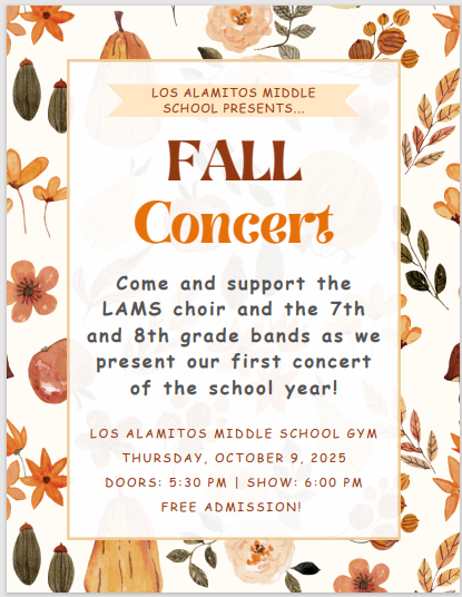 Fall choir and band concert at Los Alamitos Middle School