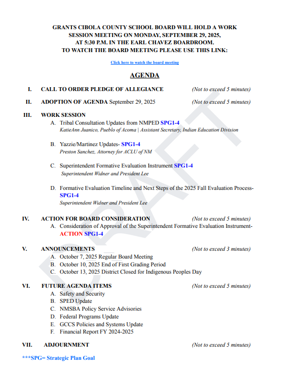 Agenda September 29, 2025