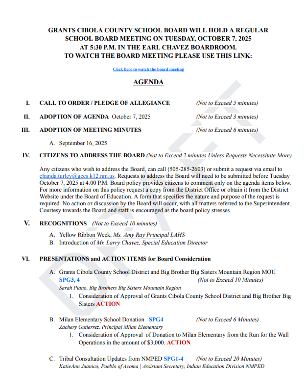 AGENDA OCT 7