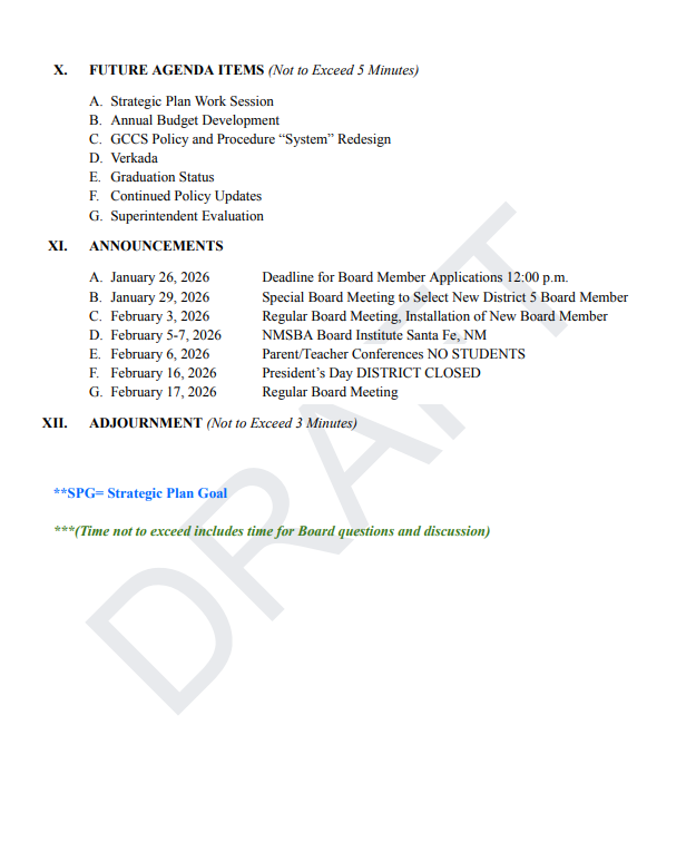 Agenda January 22, 2026