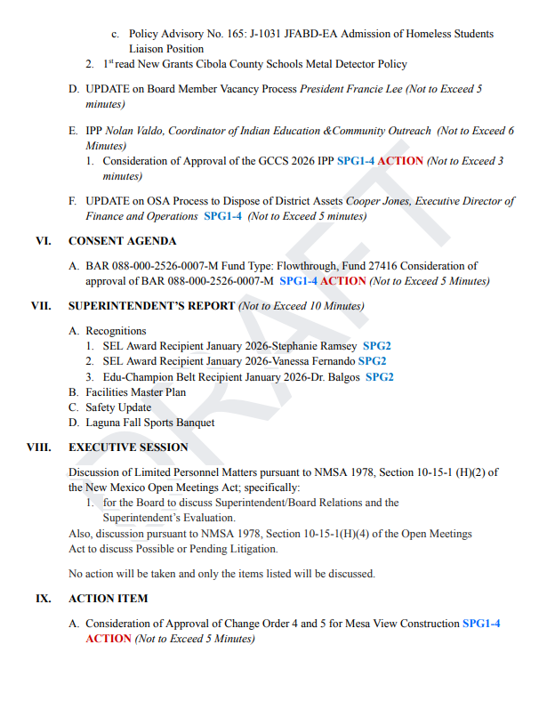 Agenda January 22, 2026