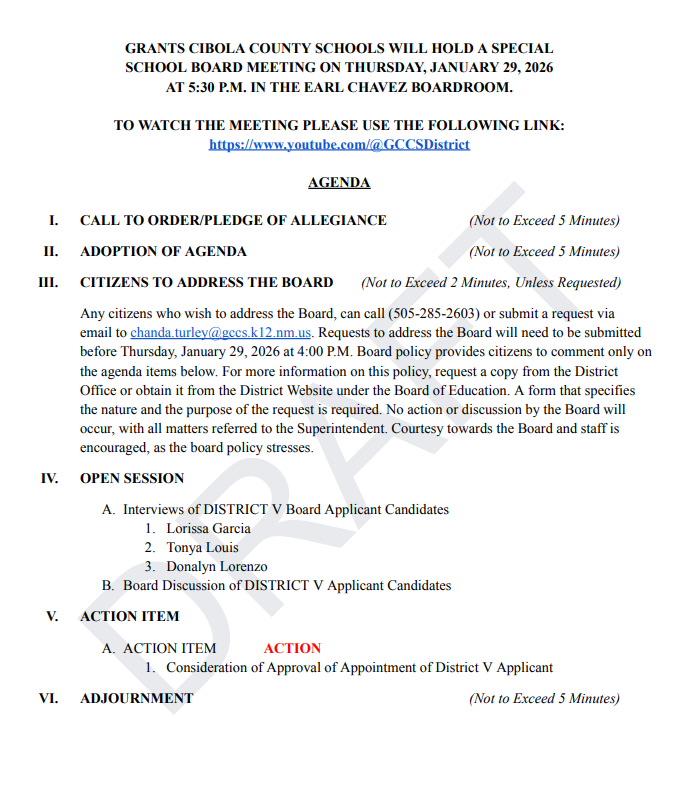 Agenda January 29, 2026