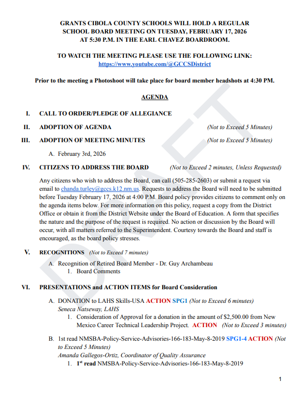 Agenda February 17, 2026