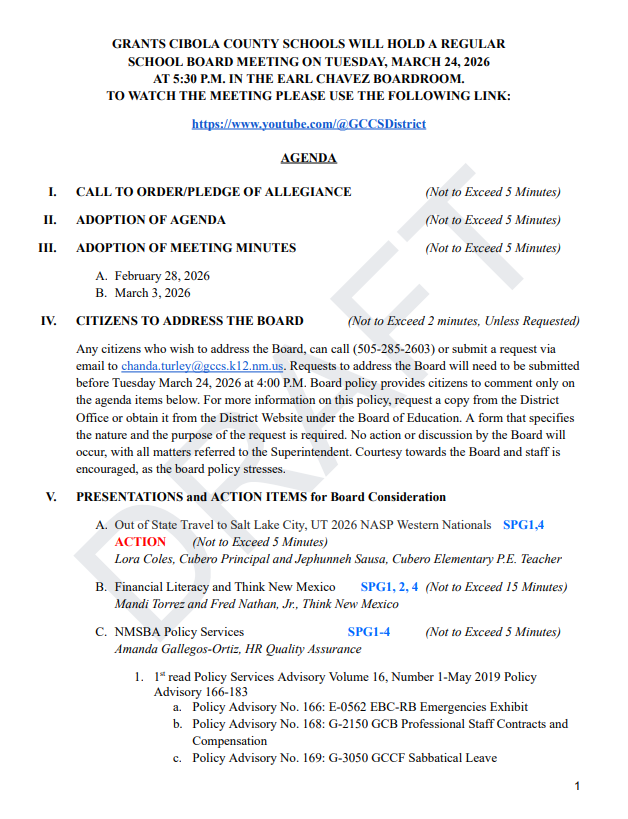 Agenda March 24, 2026