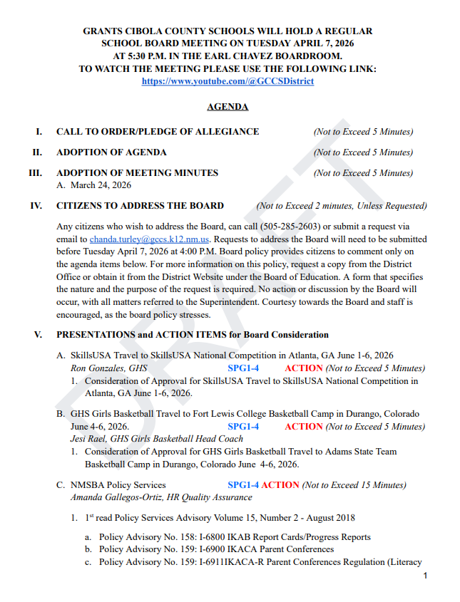 Agenda April 7, 2026