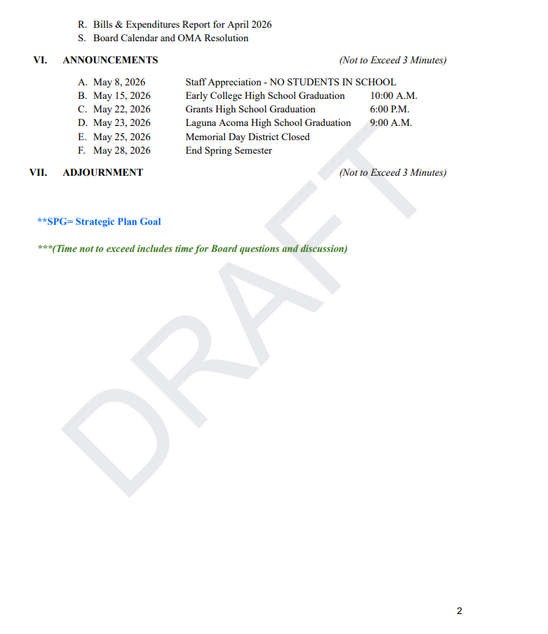 Agenda May 5, 2026