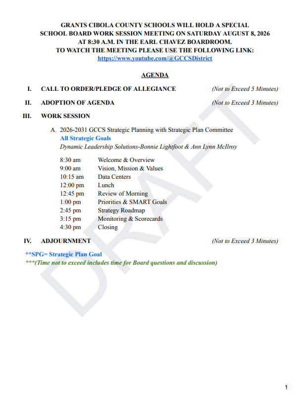 Agenda August 8, 2026